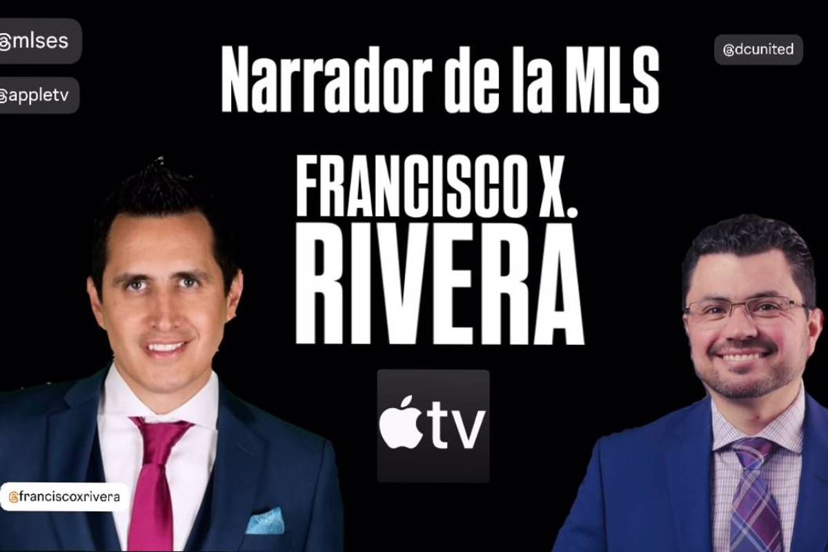 Narrador deportivo Francisco X. Rivera Apple TV logo.