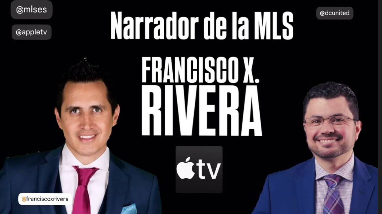 Narrador deportivo Francisco X. Rivera Apple TV logo.