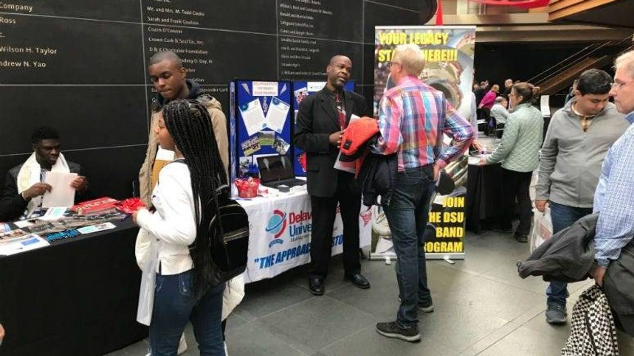 Nearly 400 students from all over the region explored tables at the Kimmel Center with information for roughly 50 college music programs from 18 states.