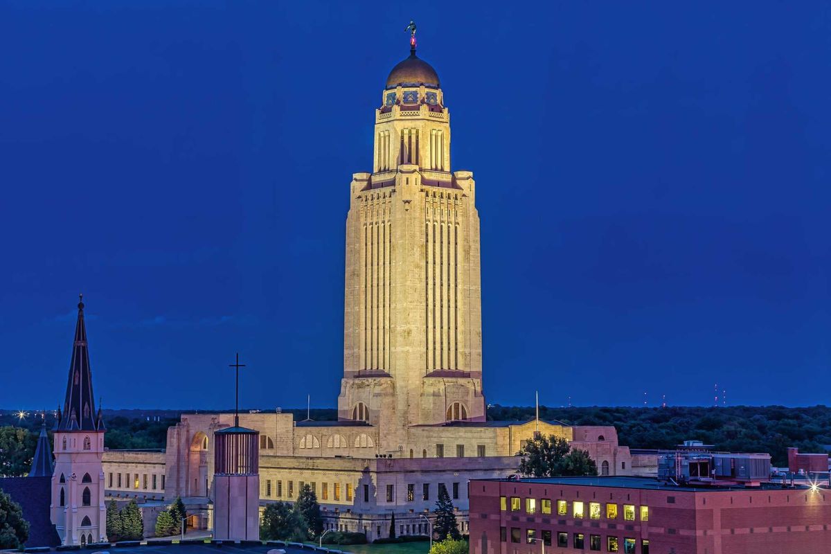 Nebraska state capitol stock photo.