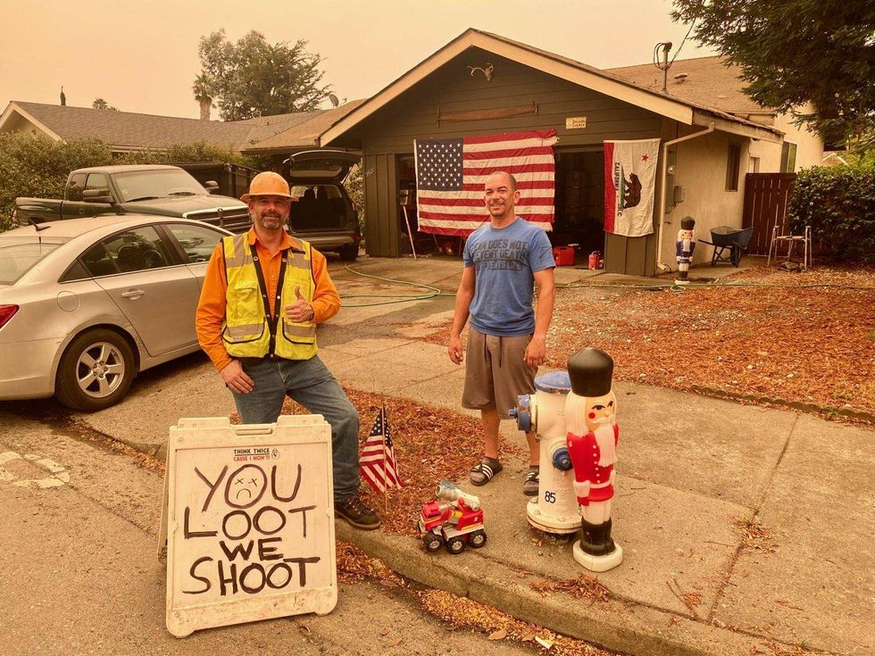 Neighbors John Allen and Al Smith protect Santa Rosa