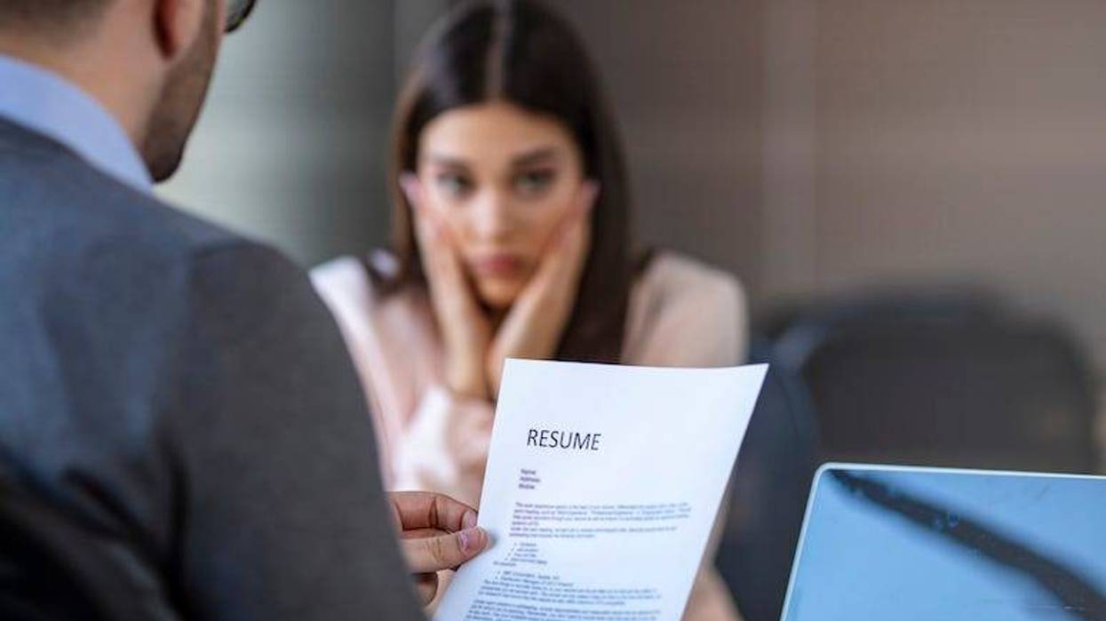 Nervous woman during job interview