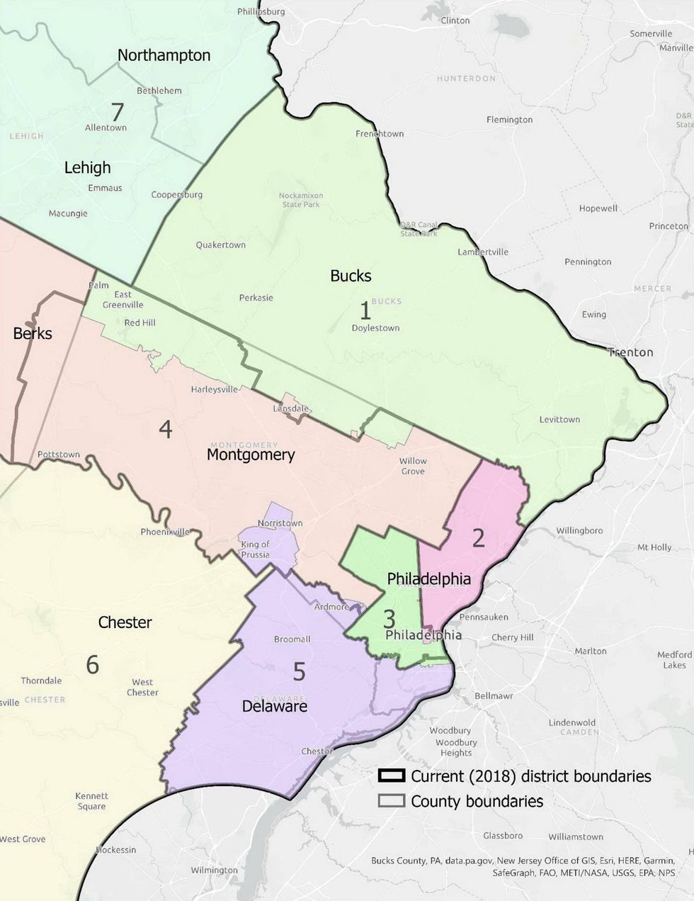 New congressional map southeastern Pennsylvania