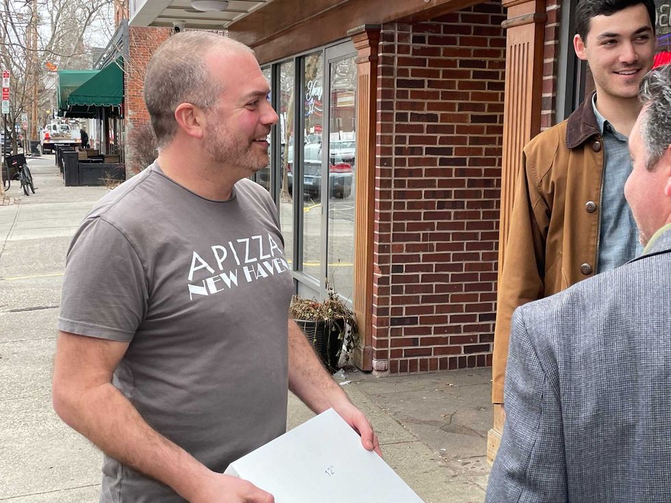 New Haven pizza expert and author Colin Caplan, at Modern Apizza, 2/9/23