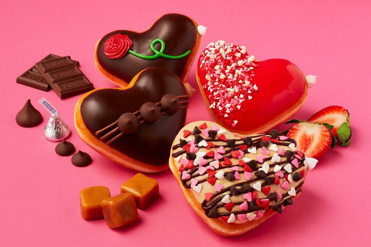 new Hershey's Valentine's Day doughnuts at Krispy Kreme
