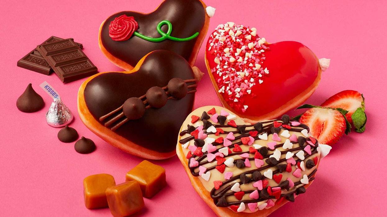 new Hershey's Valentine's Day doughnuts at Krispy Kreme