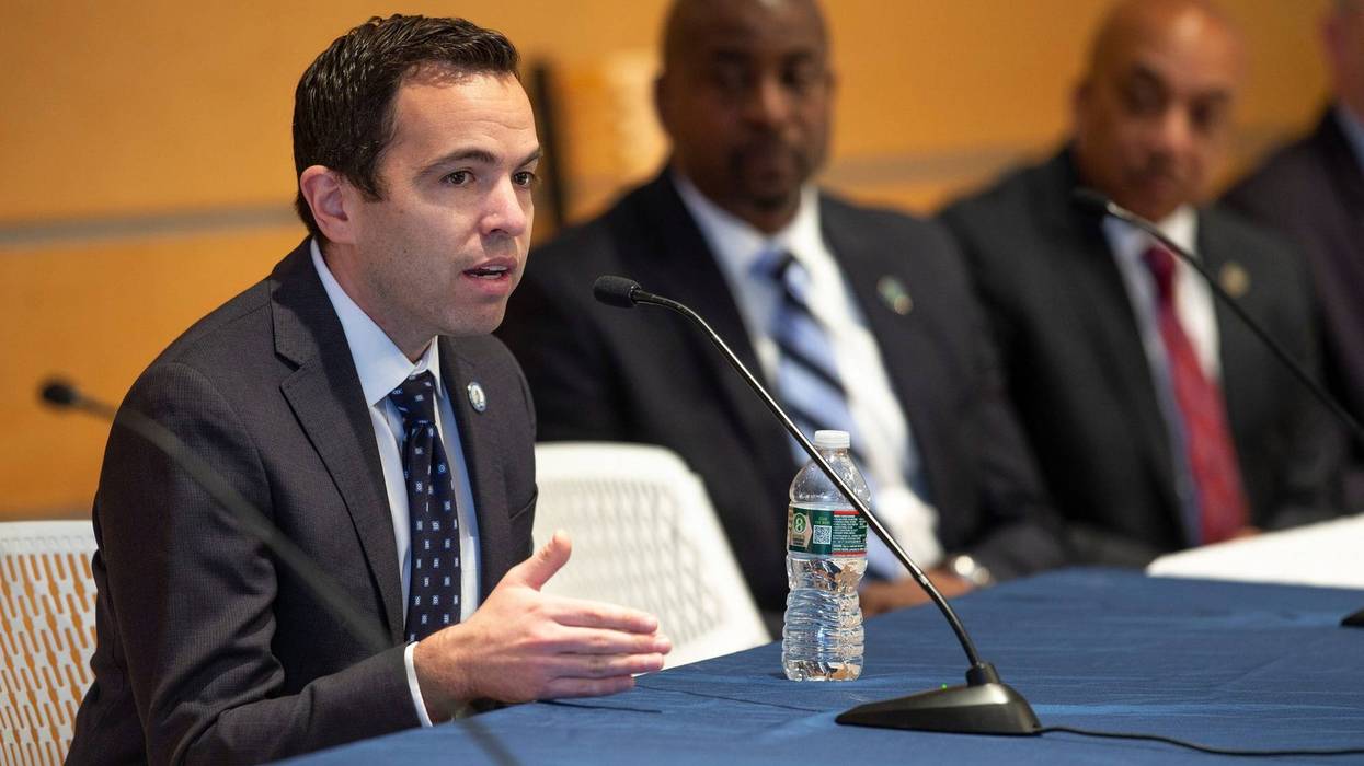 New Jersey Attorney General Matt Platkin addresses the crowd at an event.