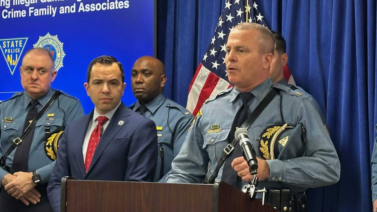 New Jersey State Police Superintendent Col. Pat Callahan speaks during a news conference announcing racketeering and other charges against 39 people including what said is a Lucchese crime family boss and a Prospect Park, N.J., council member on Friday, April 11, 2025 in Newark, N.J.