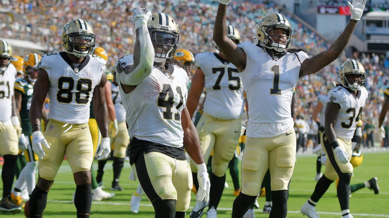 New Orleans Saints players celebrate
