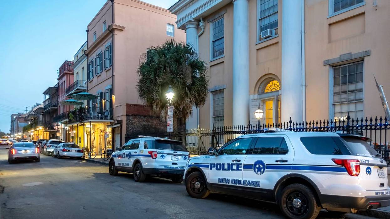 New OrleansPolice vehicles parked outside police station