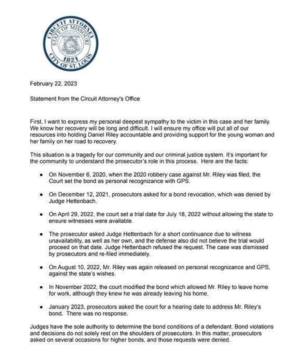 New statement from St. Louis Circuit Attorneys office on case involving teen who lost legs to reckless driver
