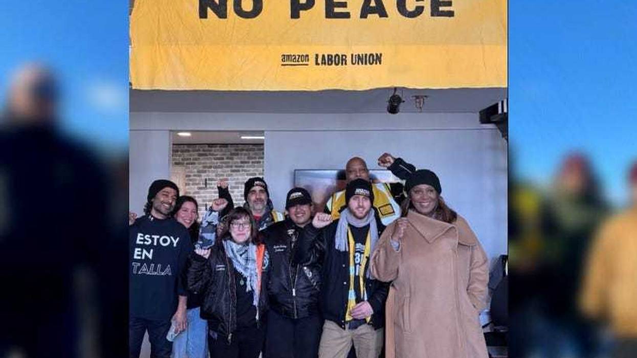 New York Attorney General Letitia James joins striking Amazon workers part of the Teamsters union on Staten Island as they strike for better wages, working conditions and benefits on Dec. 21, 2024.