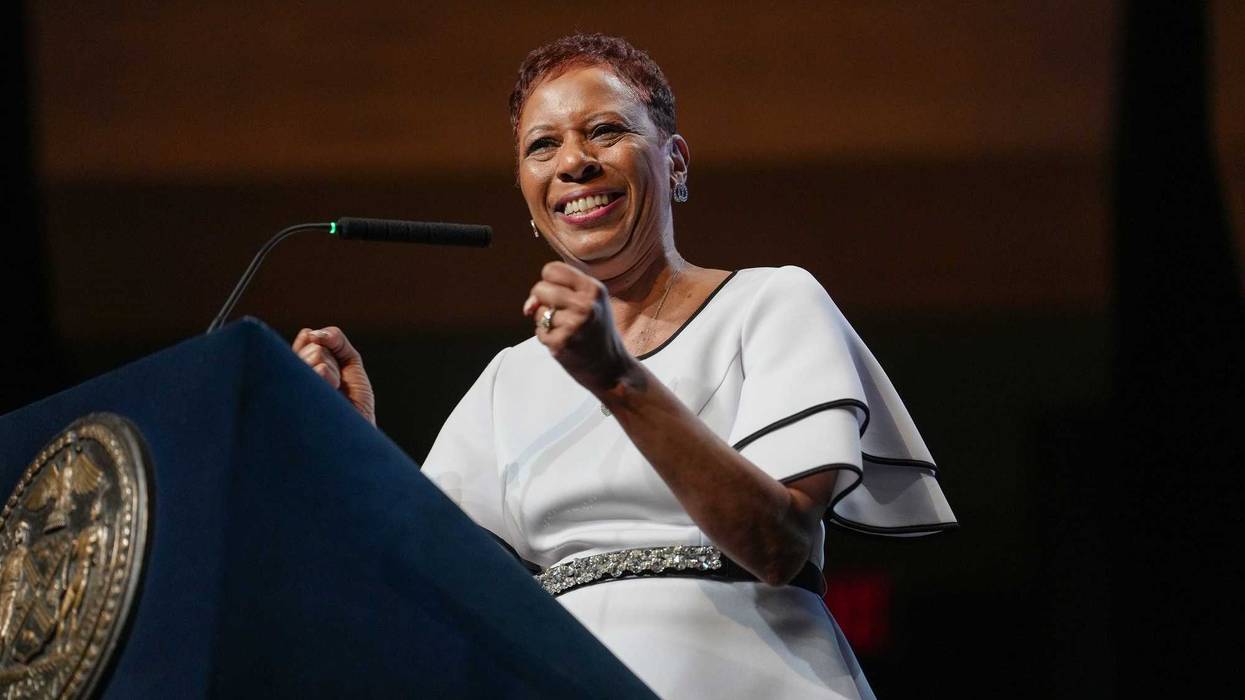 New York City Council Speaker Adrienne Adams delivers the State of the City address at the Jazz at Lincoln Center concert hall in Manhattan on March 4, 2025