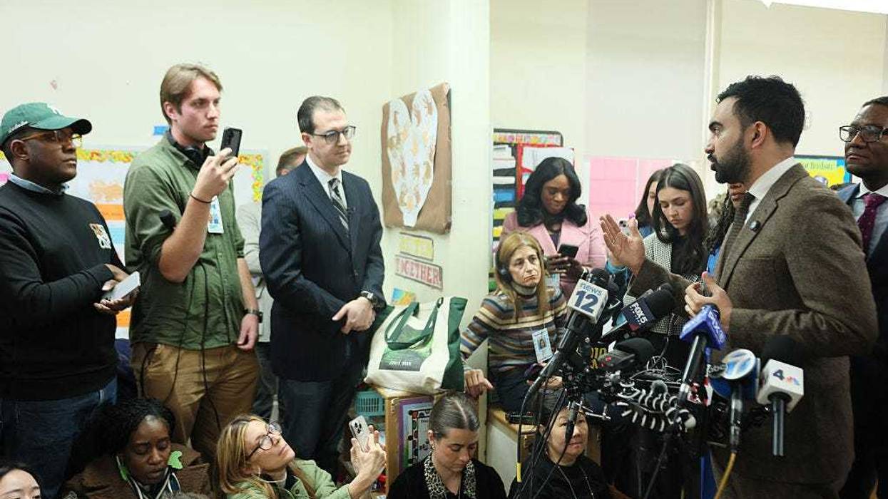 New York City Mayor-elect Zohran Mamdani speaks with members of the press after interacting with Pre-K students at Friends of Crown Heights Education Center on November 13, 2025 in the Flatbush neighborhood of the Brooklyn borough in New York City.