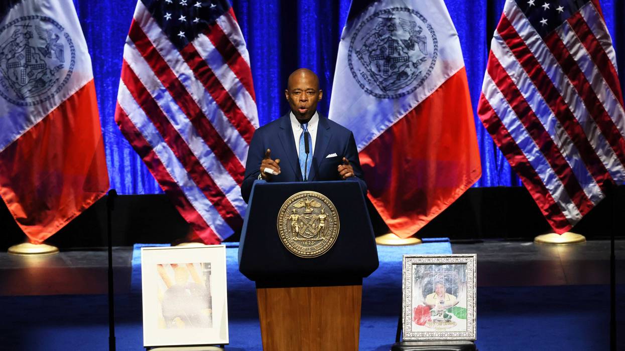 New York City Mayor Eric Adams gives a speech at Kings Theatre on April 26, 2022 in the Flatbush neighborhood of the Brooklyn borough in New York City. Mayor Adams released his Fiscal Year 2023 Executive Budget and spoke about his first 100 days in office as mayor of New York City. The mayor also spoke about his vision for the city’s continued recovery from the coronavirus (COVID-19) pandemic. The City Council held a press conference at City Hall on the eve of the release of Adams' budget calling on the mayor to invest in education, mental health and community-based social service programs stating that they are the key to improving public safety.
