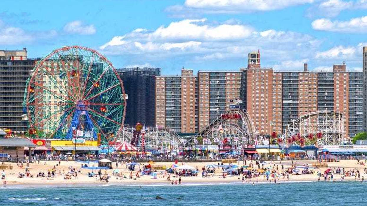 New York City, United States - May-28-2024, Coney Island Beach and Wonder Wheel