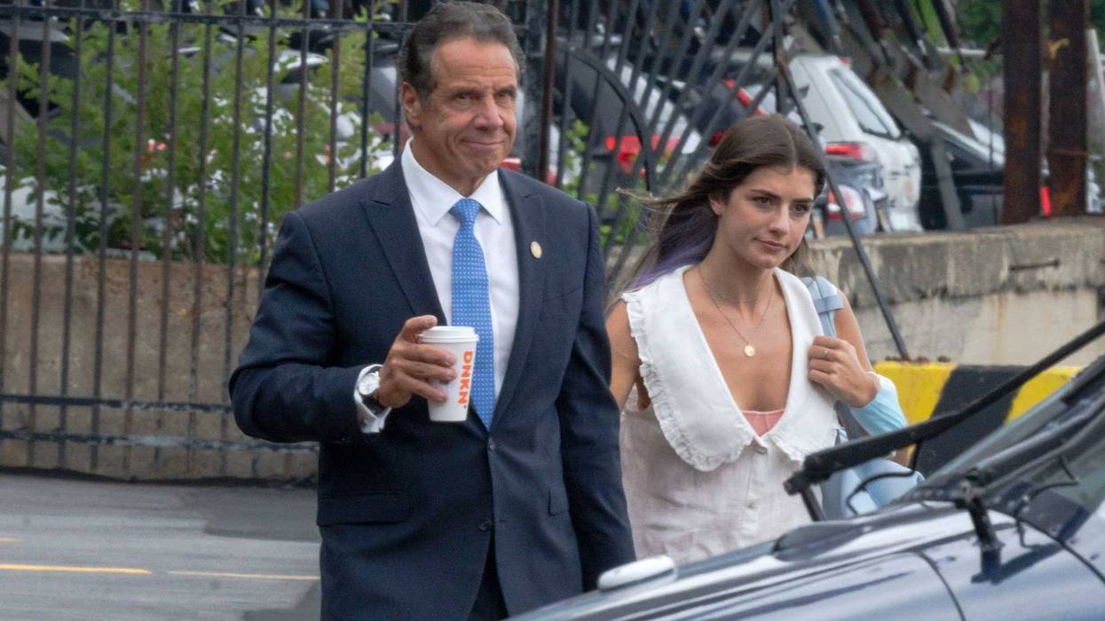 New York Governor Andrew Cuomo (L) and Michaela Kennedy-Cuomo are seen at the Eastside Heliport in Midtown on August 10, 2021 in New York City. Cuomo announced on that day that he will be resigning from office after a report released by the New York Attorney General's office found he had sexually harassed 11 women.