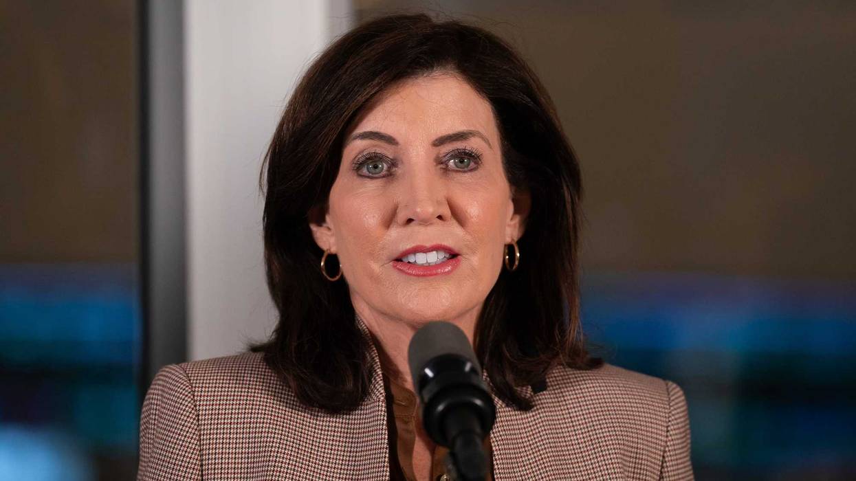 New York Governor Kathy Hochul speaks during a press conference to announce new subway safety measures at NYCTA Rail Control Center on March 6, 2024 in New York City.