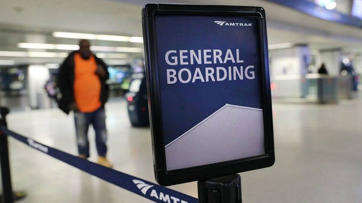 NEW YORK, NY - FEBRUARY 16: An Amtrak sign directs passengers at New York's Pennsylvania Station on February 16, 2018 in New York City.