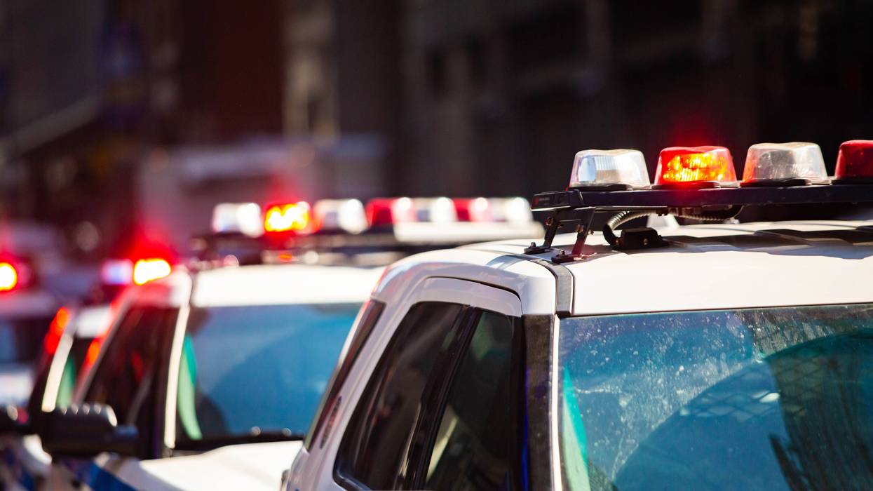 New York NYPD Police car with sirens at day on street