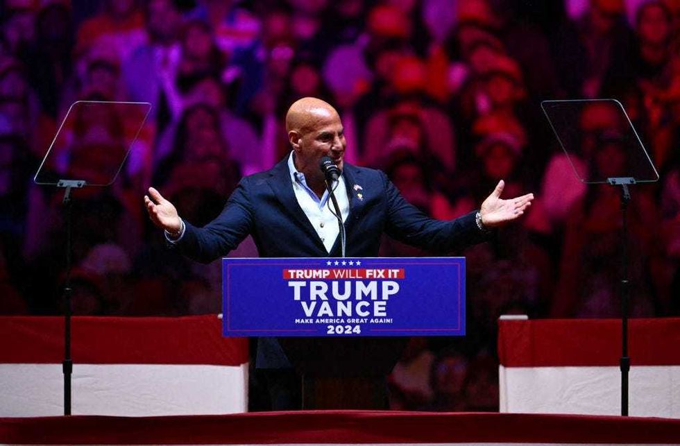 New York Radio Personality Sid Rosenberg speaks during a campaign rally for former U.S. President and Republican presidential candidate Donald Trump at Madison Square Garden in New York, Oct. 27, 2024.