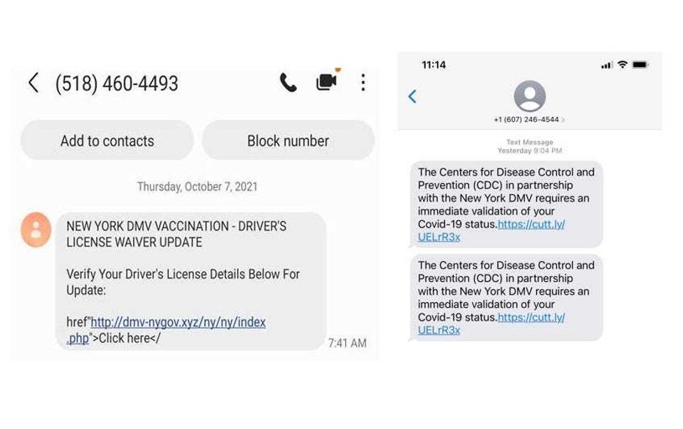 New York State DMV Phony Texts