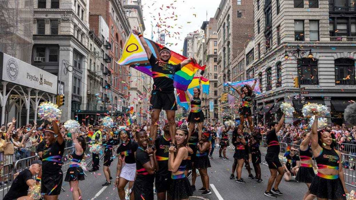 New Yorkers celebrate during the annual Pride March into the West Village on June 30, 2024 in New York City.