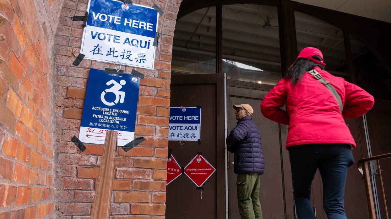 New Yorkers participate in early voting at a polling site in Brooklyn last October