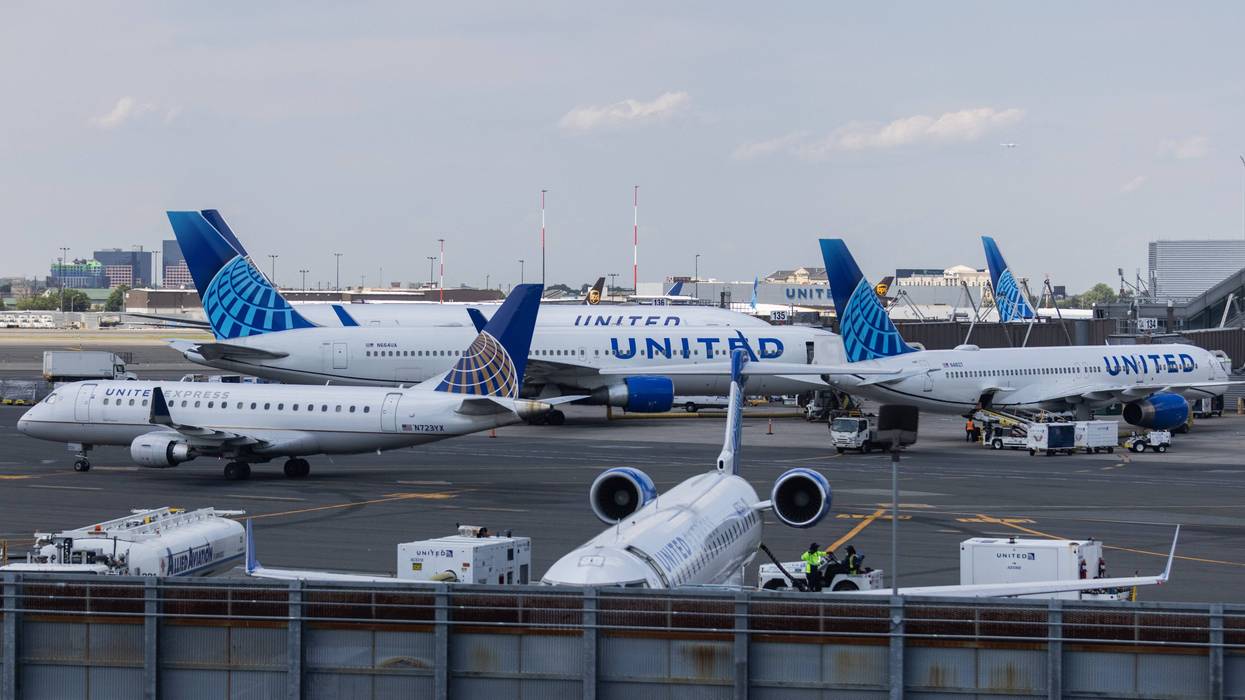 NEWARK, NJ - JULY 01: United Airlines aircraft are seen at Newark Liberty International Airport (EWR) on July 1, 2022 in Newark, New Jersey. Hundreds of flights were canceled across the US ahead of July Fourth weekend.