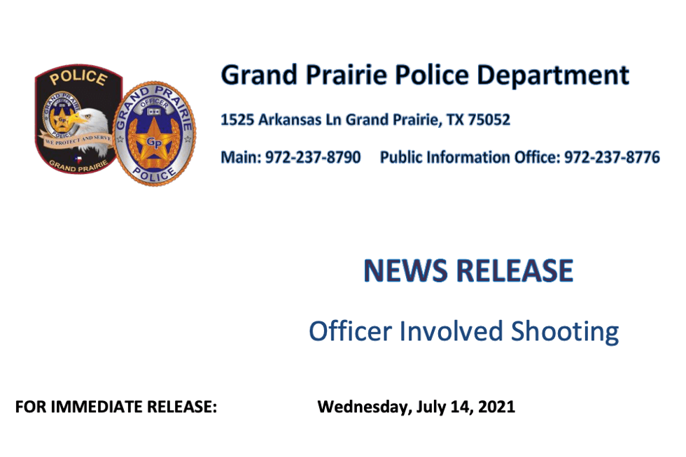 News release from the Grand Prairie Police Department.