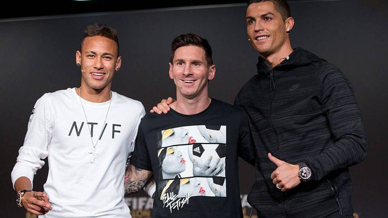 Neymar Jr of Brazil, Lionel Messi of Argentina and Cristiano Ronaldo of Portugal