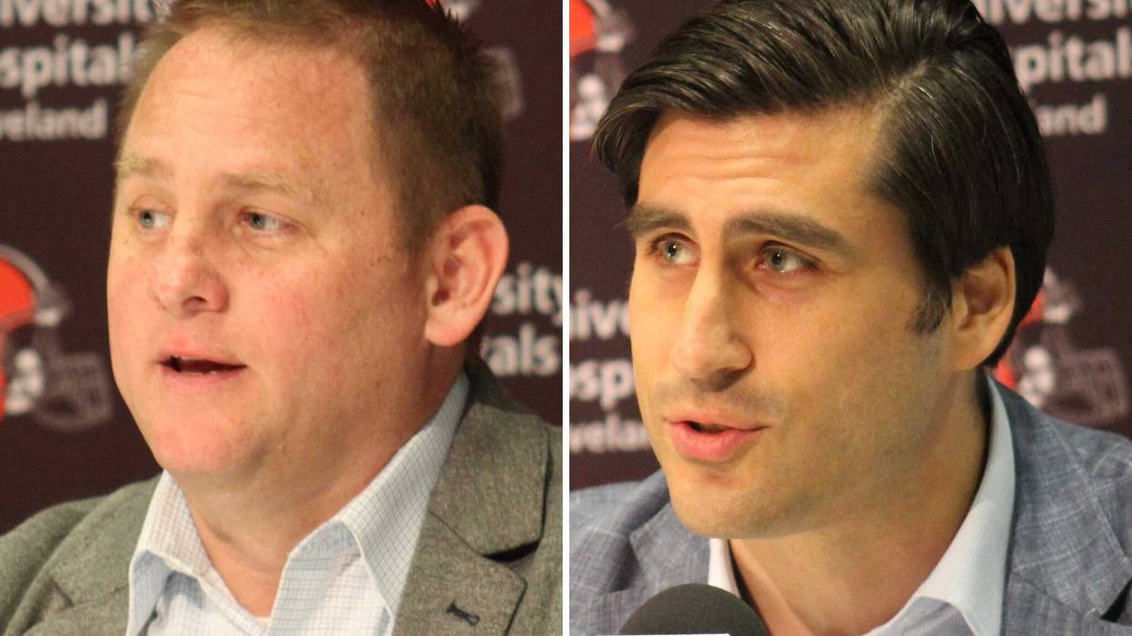 NFL Films VP/senior coordinating producer Ken Rodgers (L) and HBO Sports EVP Peter Nelson (R) discuss the Browns' appearance on Hard Knocks