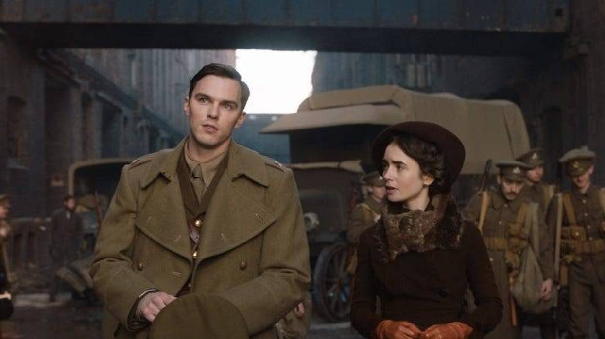 Nicholas Hoult and Lily Collins in a scene from "Tolkien"
