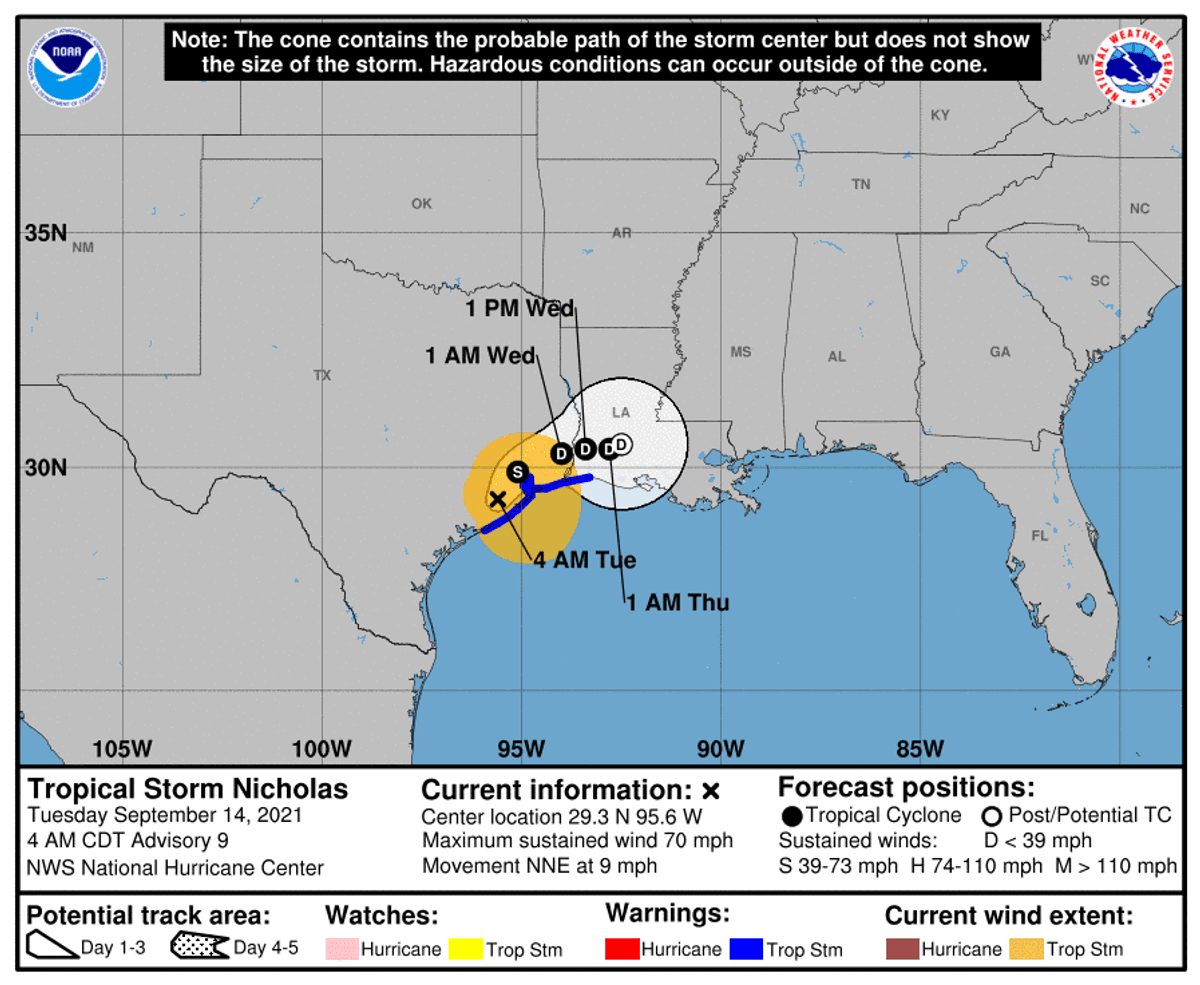 Nicholas makes landfall on upper Texas coast