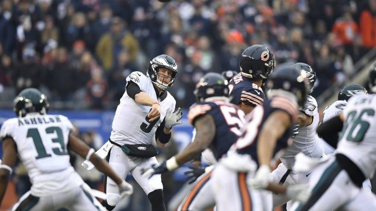 Nick Foles throws a pass against the Chicago Bears.