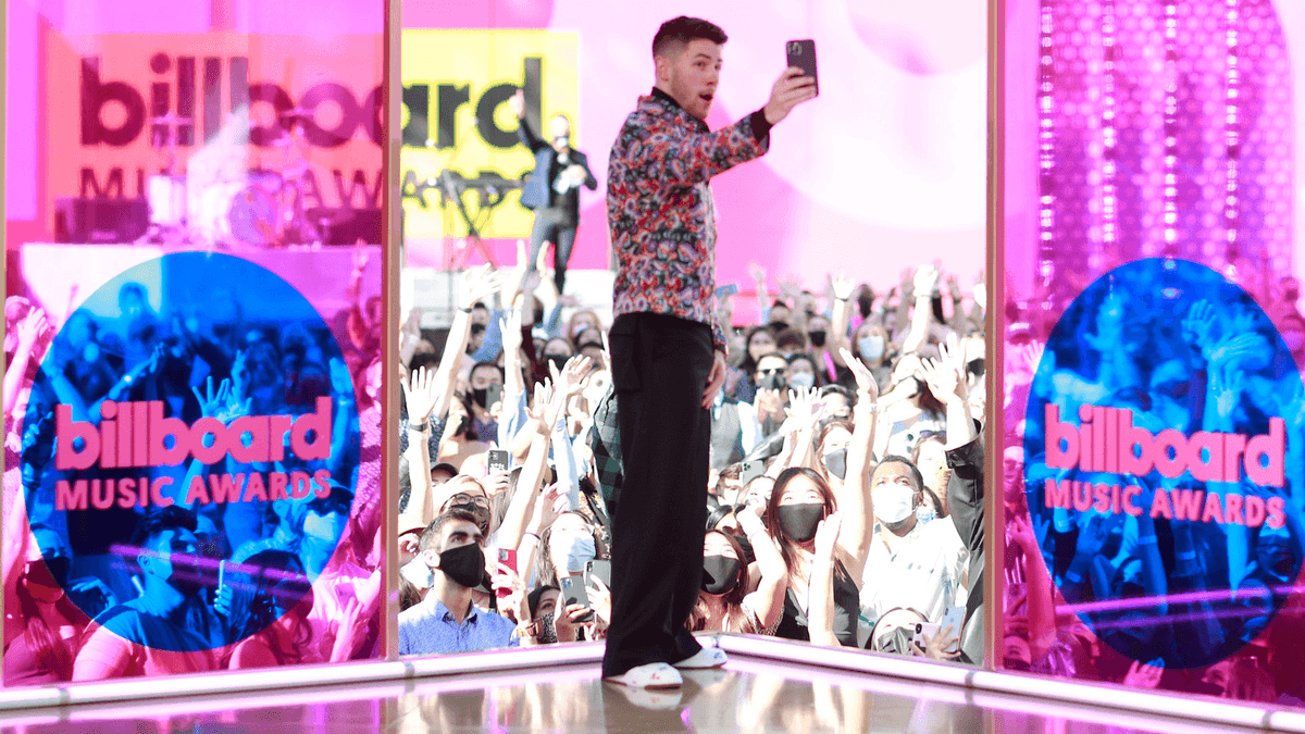 Nick Jonas and crowd at 2021 Billboard Music Awards