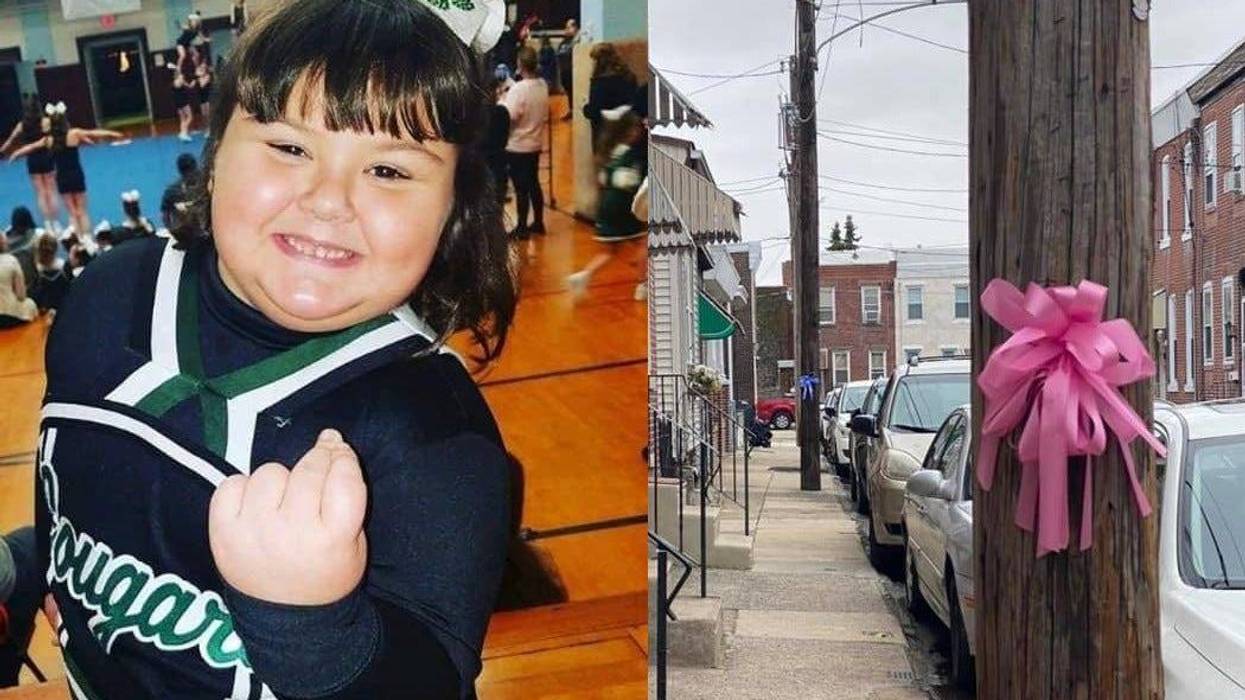 Nine-year-old Elizabeth Ridgway, who died suddenly on Monday, was remembered by her Bridesburg neighbors for her kindness and good nature. A number of them posted more than 200 pink ribbons throughout the community.