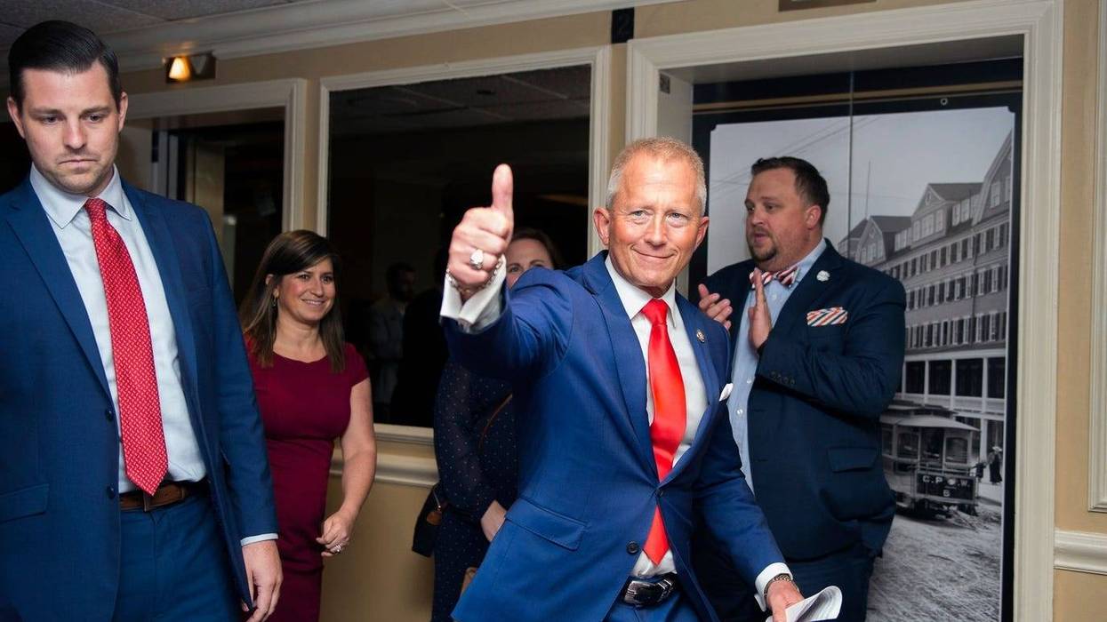 NJ Sen. Jeff Van Drew enters his election night headquarters following a victory Tuesday, Nov. 6, 2018 at The Claridge Hotel in Atlantic City, N.J.