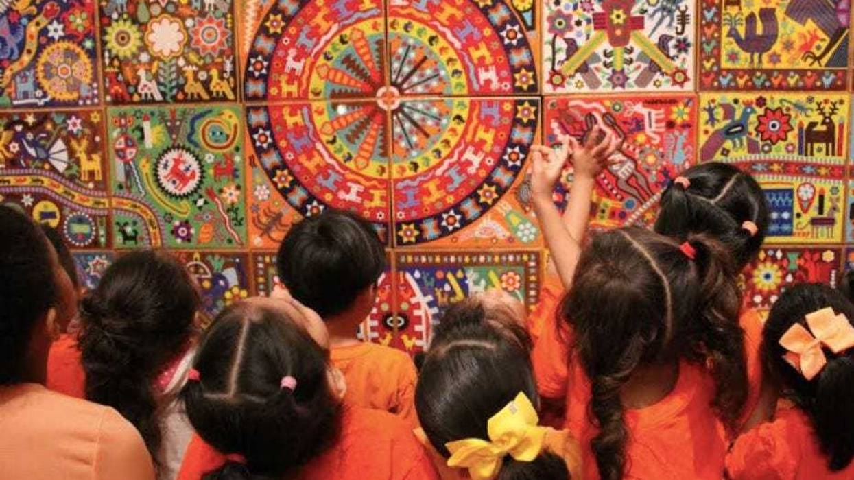 NMMA Huichol mural with children