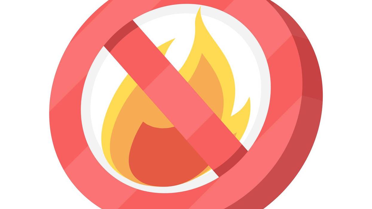 No Fire warning sign vector illustration, indicating fire tires, safety compliance, and prevention of accidents in industrial and public environments.