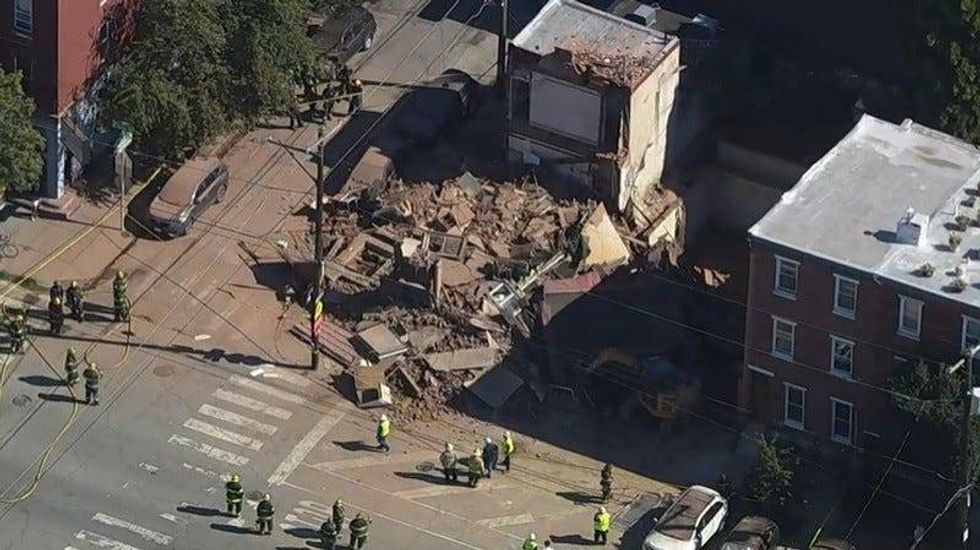 No one was inside the building at 2329 East York Street in Fishtown when it collapsed on Wednesday morning.