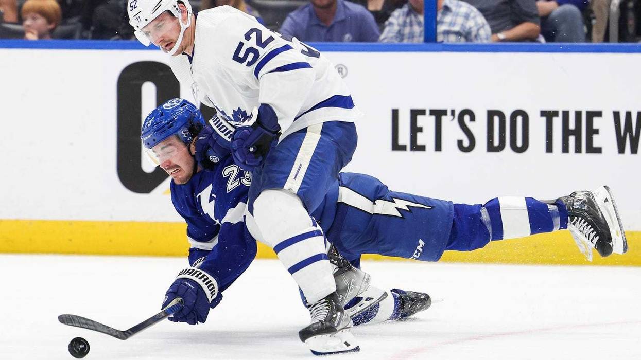 Noel Acciari hit on Tampa Bay