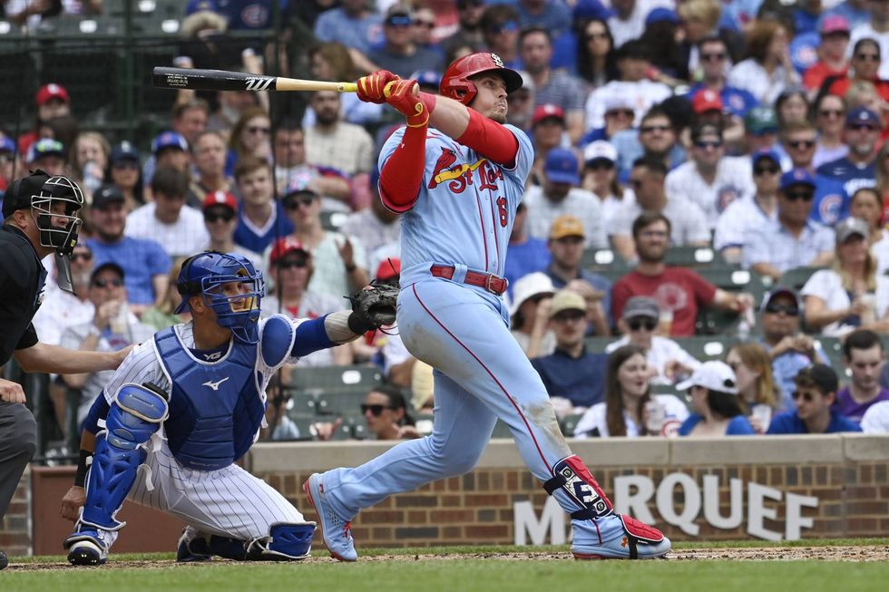 Nolan Gorman launches a home run against the Chicago Cubs