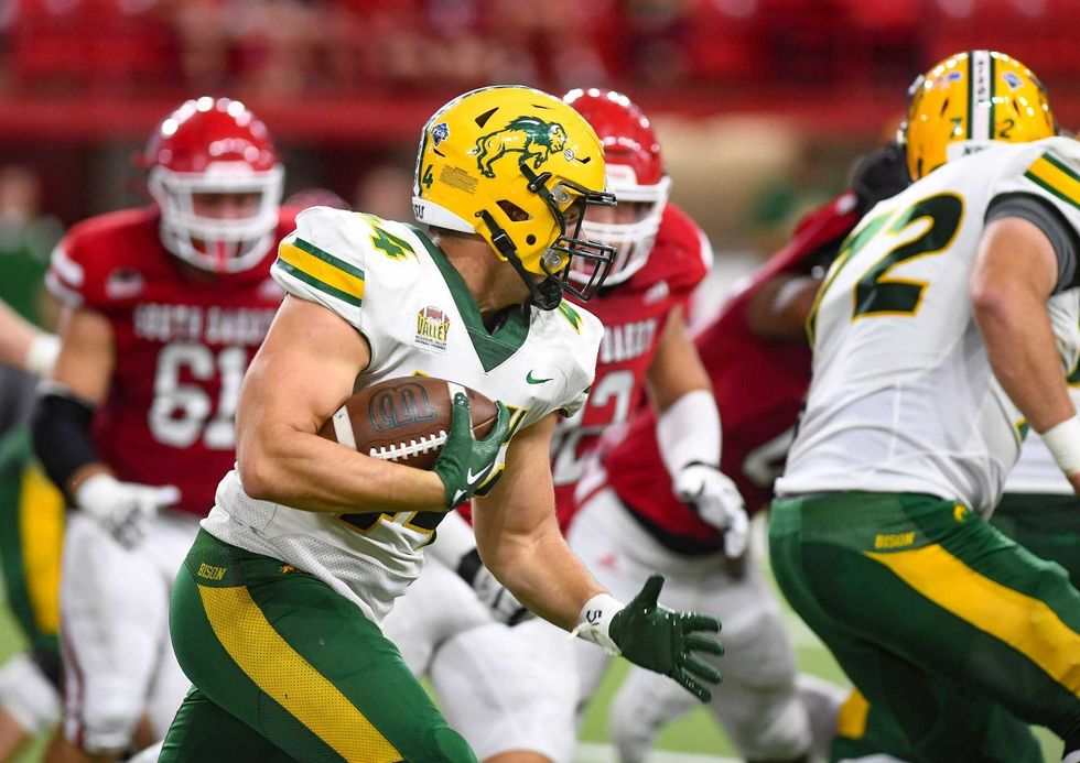 North Dakota State s Hunter Luepke carries the ball on Saturday, September 24, 2022, at the DakotaDome in Vermillion.