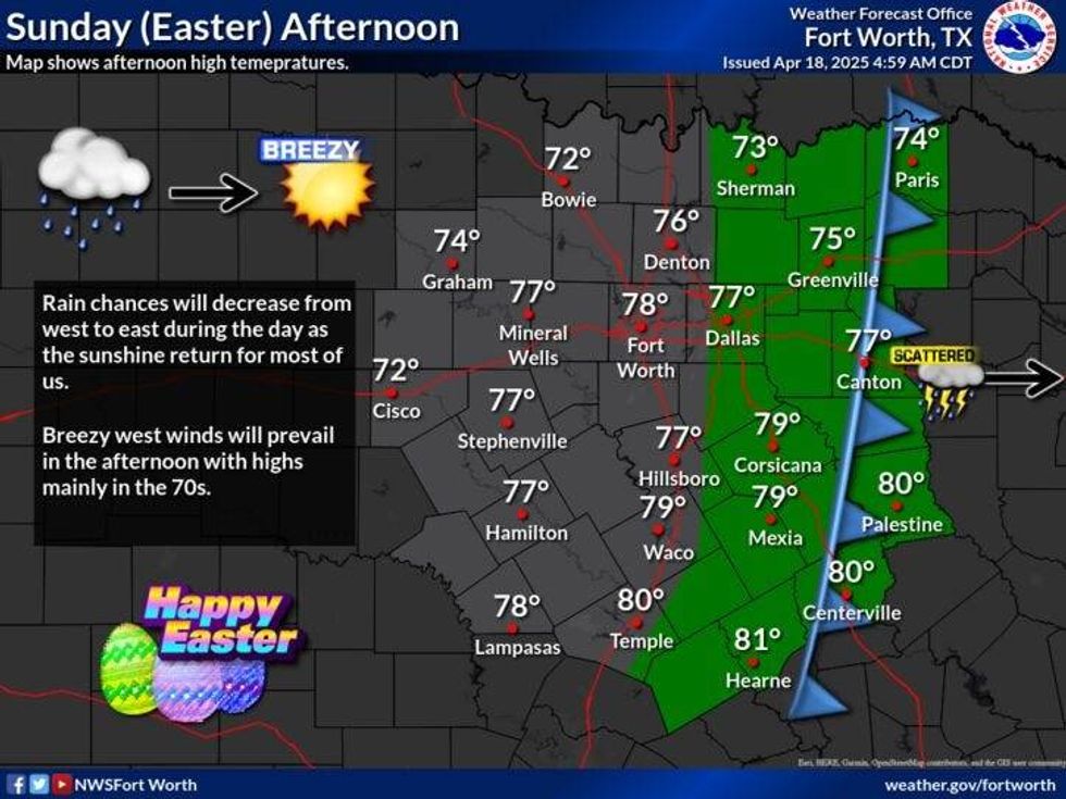 North Texas forecast for Sunday, April, 20, 2025.
