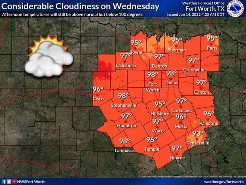 North Texas forecast for Wednesday, June 15, 2022.