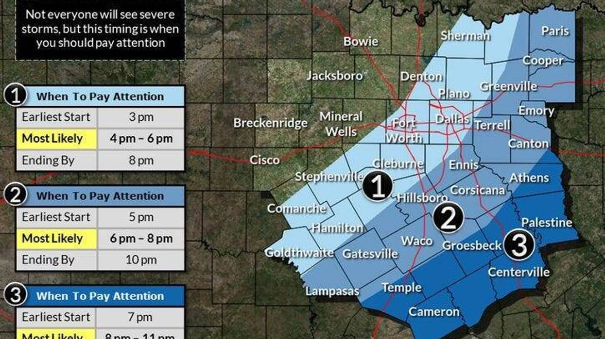 North Texas storm timing for Thursday, April 18, 2024.