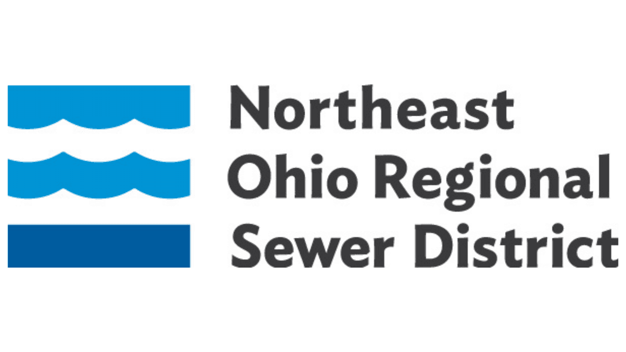 Northeast Ohio Regional Sewer District logo with blue wavy lines and a solid bar.