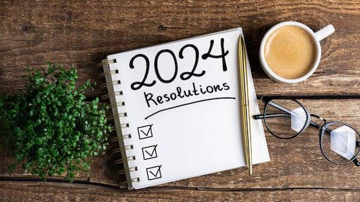 Notebook with 2024 New Year's resolutions