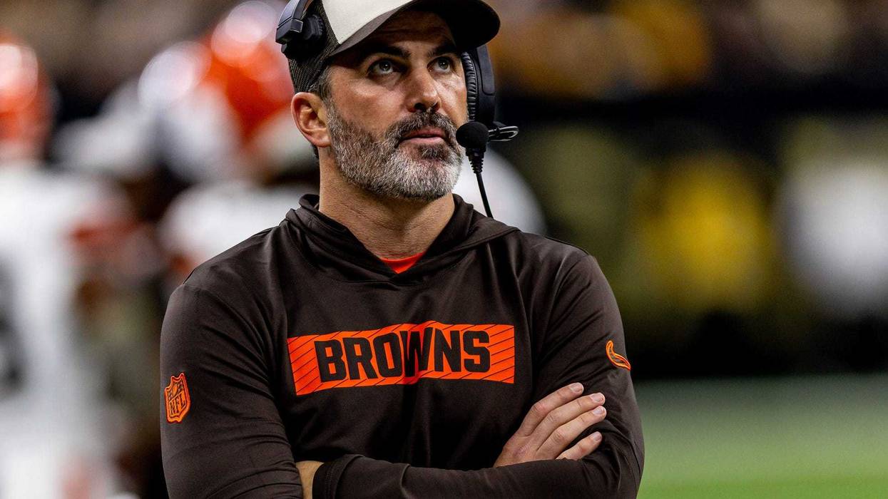 Nov 17, 2024; New Orleans, Louisiana, USA; Cleveland Browns head coach Kevin Stefanski looks on against the New Orleans Saints during the first half at Caesars Superdome.